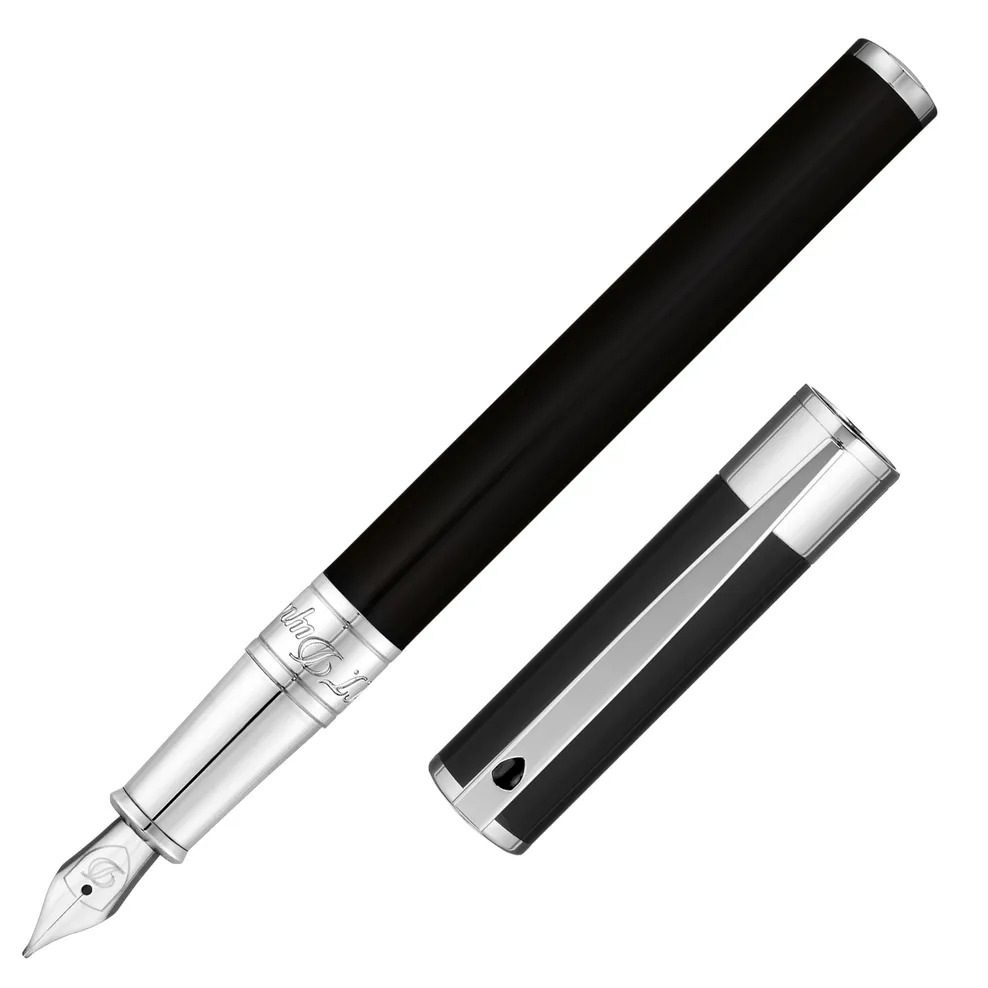 S.T. Dupont D-Initial Black & Chrome 260203 Fountain Pen 