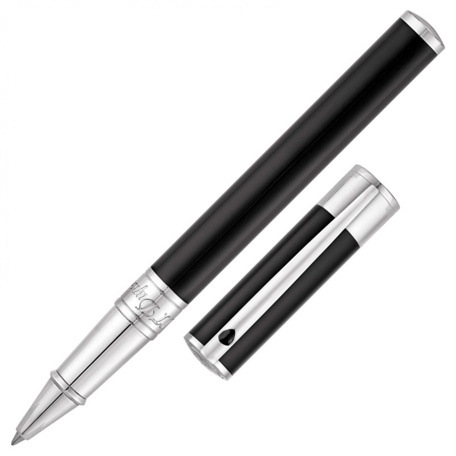 S.T. Dupont D-Initial Chrome Finish Black 262200 Rollerball Pen