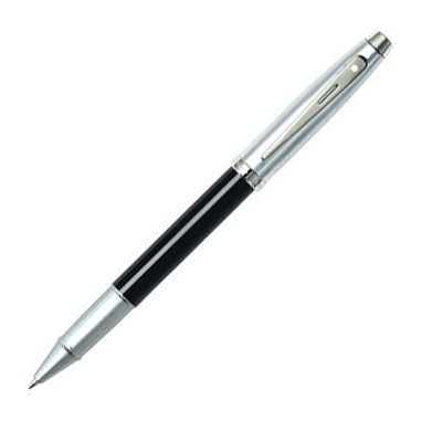 Sheaffer 100 Glossy Black Barrel Brushed Chrome Cap 9313 Rollerball Pen