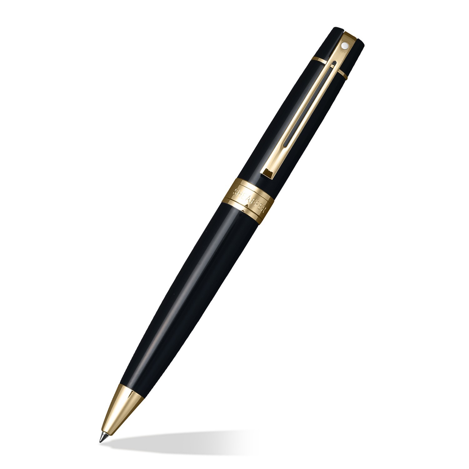 Sheaffer 300 Glossy Black Gold Trim 9325 Ballpoint Pen