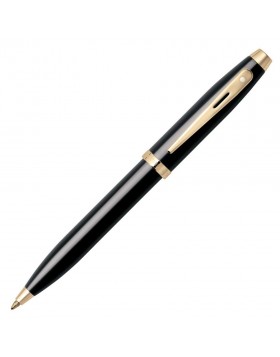 Sheaffer 100 Glossy Black Lacquer Gold Trim 9322 Ballpoint Pen